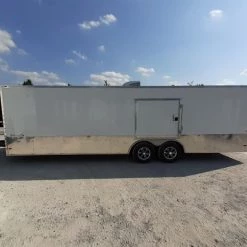 White Custom Enclosed Trailer 8.5' X 26' Car Hauler -Cheap Trailers Store 20190906 153318 2
