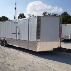White Custom Enclosed Trailer 8.5' X 26' Car Hauler -Cheap Trailers Store 20190906 161642 2