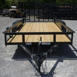Utility Trailer 6.4' x 14' Spring Assist A-Frame Gate Tire Rack Tandem Axle -Cheap Trailers Store 6x14 3 1