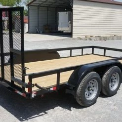 Utility Trailer 6.4' x 14' Spring Assist A-Frame Gate Tire Rack Tandem Axle -Cheap Trailers Store 6x14 6 1