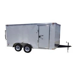Enclosed Trailer 7'x14' White - V-Nose Lawn Mower Cargo Trailer