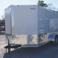 Enclosed Trailer 7'x16' White - V-Nose w/ Splash Guard Cargo Trailer -Cheap Trailers Store 7x16 enclosed w 24 inch splash guard 2 1