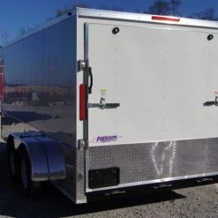 Enclosed Trailer 7'x16' White - V-Nose w/ Splash Guard Cargo Trailer -Cheap Trailers Store 7x16 enclosed w 24 inch splash guard 3 1