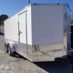Enclosed Trailer 7'x16' White - V-Nose w/ Splash Guard Cargo Trailer -Cheap Trailers Store 7x16 enclosed w 24 inch splash guard 6 1