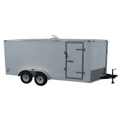 Enclosed Trailer 7'x16' White - V-Nose Lawn Mower Cargo Trailer