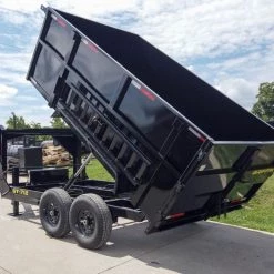 7x12 Gooseneck Hydraulic Dump Trailer with 4ft Side (2) 6K Axles -Cheap Trailers Store dji 0721 2 1