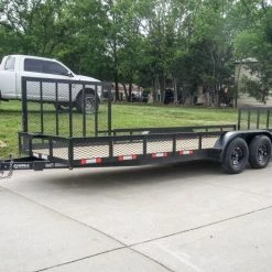 6.4x20-2ft Mesh Utility Trailer with Side Gate (2) 3,500lb Axles
