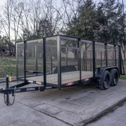 6.4x14 4ft Mesh Sides Tandem Dovetail Utility Trailer