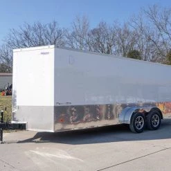 Enclosed Trailer Custom 7'x18' White Tandem Axle with Ramp and E-Tracks