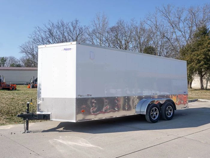 Enclosed Trailer Custom 7'x18' White Tandem Axle with Ramp and E-Tracks 3 Enclosed Trailer Custom 7'x18' White Tandem Axle with Ramp and E-Tracks