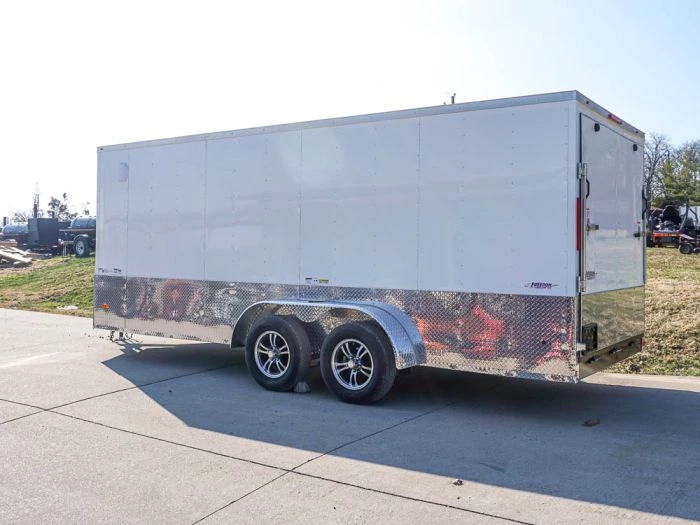 Enclosed Trailer Custom 7'x18' White Tandem Axle with Ramp and E-Tracks 6 Enclosed Trailer Custom 7'x18' White Tandem Axle with Ramp and E-Tracks - Image 4