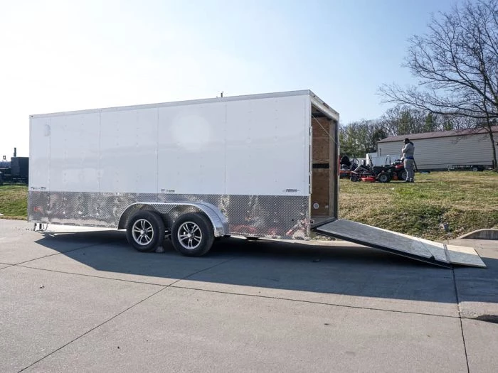 Enclosed Trailer Custom 7'x18' White Tandem Axle with Ramp and E-Tracks 14 Enclosed Trailer Custom 7'x18' White Tandem Axle with Ramp and E-Tracks - Image 12