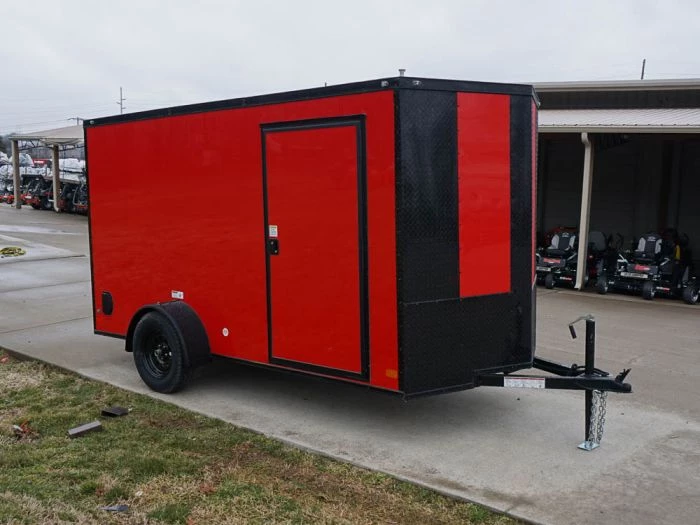 6x12 Enclosed Trailer Red V-Nose Blackout Package 3,500lb Axle 3 6x12 Enclosed Trailer Red V-Nose Blackout Package 3,500lb Axle