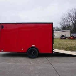 7x12 Enclosed Trailer Red V-Nose Blackout Package 3,500lb Axle -Cheap Trailers Store dsc03407 2 1