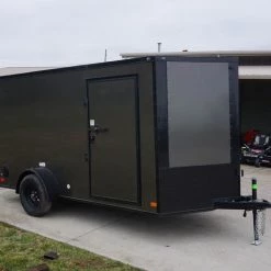 7x12 Enclosed Trailer Charcoal V-Nose Blackout Package 3,500lb Axle