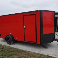 7x14 Enclosed Trailer Red V-Nose Blackout Package 3,500lb Axle