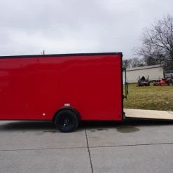 7x14 Enclosed Trailer Red V-Nose Blackout Package 3,500lb Axle -Cheap Trailers Store dsc03495 1 1