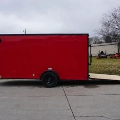 7x14 Enclosed Trailer Red V-Nose Blackout Package 3,500lb Axle -Cheap Trailers Store dsc03496 2 1
