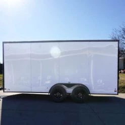 7x16 Enclosed Trailer White V-Nose Blackout Package Tandem Axle -Cheap Trailers Store dsc03563 1 1
