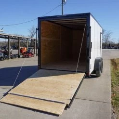 7x16 Enclosed Trailer White V-Nose Blackout Package Tandem Axle -Cheap Trailers Store dsc03574 2 1