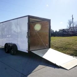 7x16 Enclosed Trailer White V-Nose Blackout Package Tandem Axle -Cheap Trailers Store dsc03575 2 1