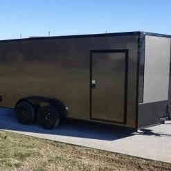 7x16 Enclosed Trailer Charcoal V-Nose Blackout Package Tandem Axle