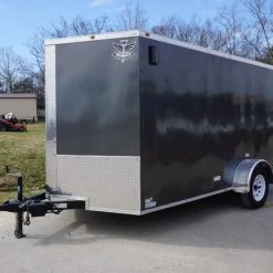 7x12 Enclosed Charcoal Trailer with Silver ATP 3500lb Axle