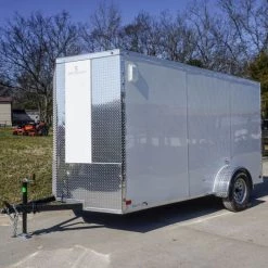 Enclosed Trailer 6'x12' White V-Nose 3,500 lb. Axle Polycore Side
