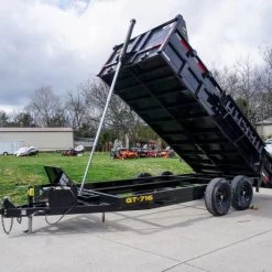 7x16 Telescopic Dump Trailer with 2ft Sides (2) 7K Axles