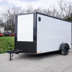 7x12 Enclosed Trailer White V-Nose Blackout Package 3,500lb Axle -Cheap Trailers Store dsc05794 1 1