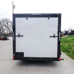 7x12 Enclosed Trailer White V-Nose Blackout Package 3,500lb Axle -Cheap Trailers Store dsc05797 1 1
