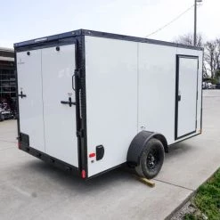 7x12 Enclosed Trailer White V-Nose Blackout Package 3,500lb Axle -Cheap Trailers Store dsc05798 1