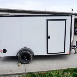 7x12 Enclosed Trailer White V-Nose Blackout Package 3,500lb Axle -Cheap Trailers Store dsc05799 2 1
