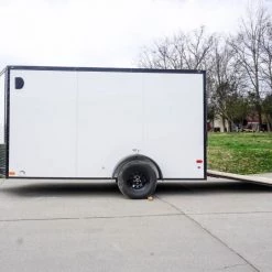7x12 Enclosed Trailer White V-Nose Blackout Package 3,500lb Axle -Cheap Trailers Store dsc05809 3 1