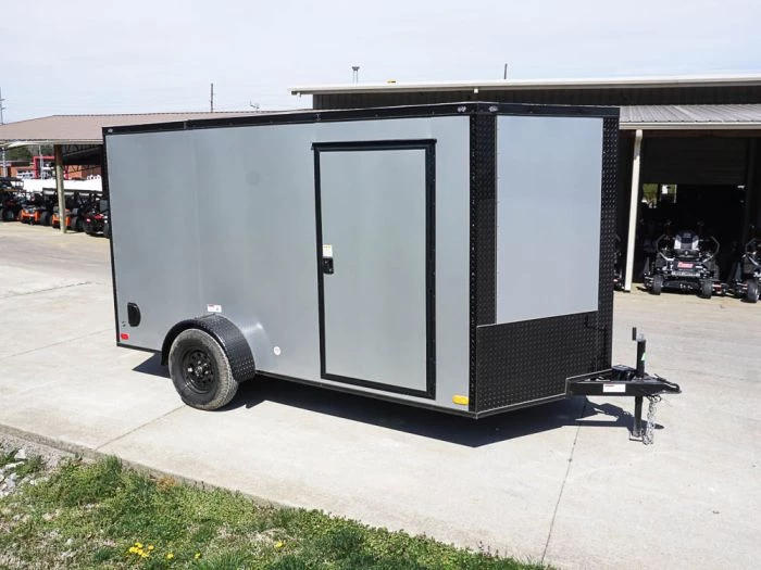 7x12 Enclosed Trailer Silver V-Nose Blackout Package 3,500lb Axle 3 7x12 Enclosed Trailer Silver V-Nose Blackout Package 3,500lb Axle