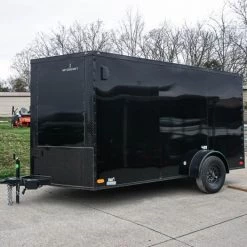 7x12 Enclosed Trailer Black V-Nose Blackout Package 3,500lb Axle