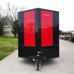 7x16 Enclosed Trailer Red V-Nose Blackout Pkg Tandem Axle