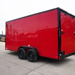 7x16 Enclosed Trailer Red V-Nose Blackout Pkg Tandem Axle -Cheap Trailers Store dsc05937 1 1 1
