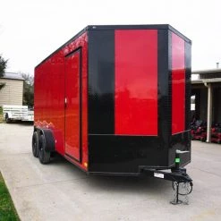 7x16 Enclosed Trailer Red V-Nose Blackout Pkg Tandem Axle -Cheap Trailers Store dsc05943 2 1