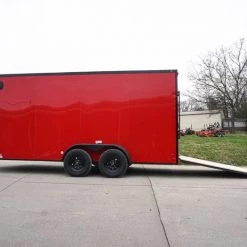 7x16 Enclosed Trailer Red V-Nose Blackout Pkg Tandem Axle -Cheap Trailers Store dsc05950 2 1