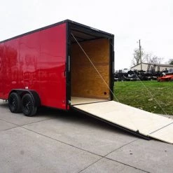 7x16 Enclosed Trailer Red V-Nose Blackout Pkg Tandem Axle -Cheap Trailers Store dsc05951 2 1