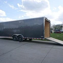 8.5x28 Custom Charcoal Flat Nose Enclosed Trailer (2) 5200 Axles -Cheap Trailers Store dsc06005 1 2