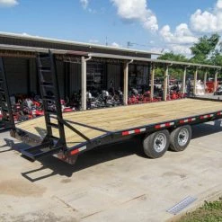 8.5x20 Deckover I-Beam Trailer (2) 5,200lb Axles Stand-Up Ramps