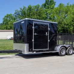 7x18 Hybrid Flat-Nose Enclosed Trailer with 4ft Mesh Deck