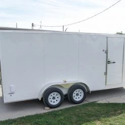 7x16 White V-Nose Enclosed Trailer with Elect Pkg (2) 3500lb Axle -Cheap Trailers Store dsc08333 1 1