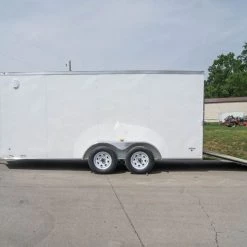 7x16 White V-Nose Enclosed Trailer with Elect Pkg (2) 3500lb Axle -Cheap Trailers Store dsc08340 1 1