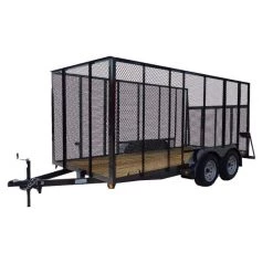 6.4' X 14' Tandem Axle Straight Utility Trailer - Mesh 6' Sides