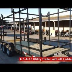 6.4 x 16 Straight Deck Tandem Axle Utility Trailer w/ 6ft Ladder Racks -Cheap Trailers Store hqdefault 28 5 1