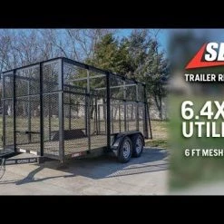 6.4' X 14' Tandem Axle Straight Utility Trailer - Mesh 6' Sides -Cheap Trailers Store hqdefault 31 1 1