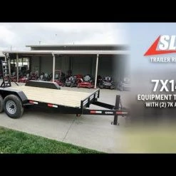 7'x14' Equipment Trailer (2) 7K Axles with 5' Stand-Up Ramps -Cheap Trailers Store hqdefault 34 9 1